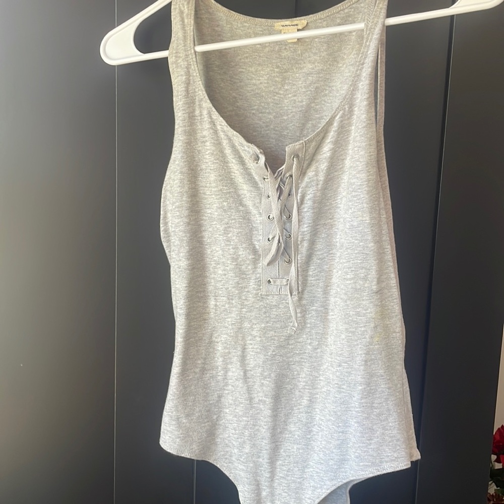 Garage grey lace up bodysuit